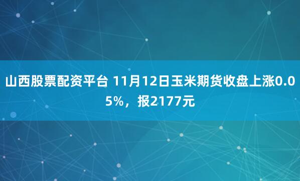 山西股票配资平台 11月12日玉米期货收盘上涨0.05%，报2177元